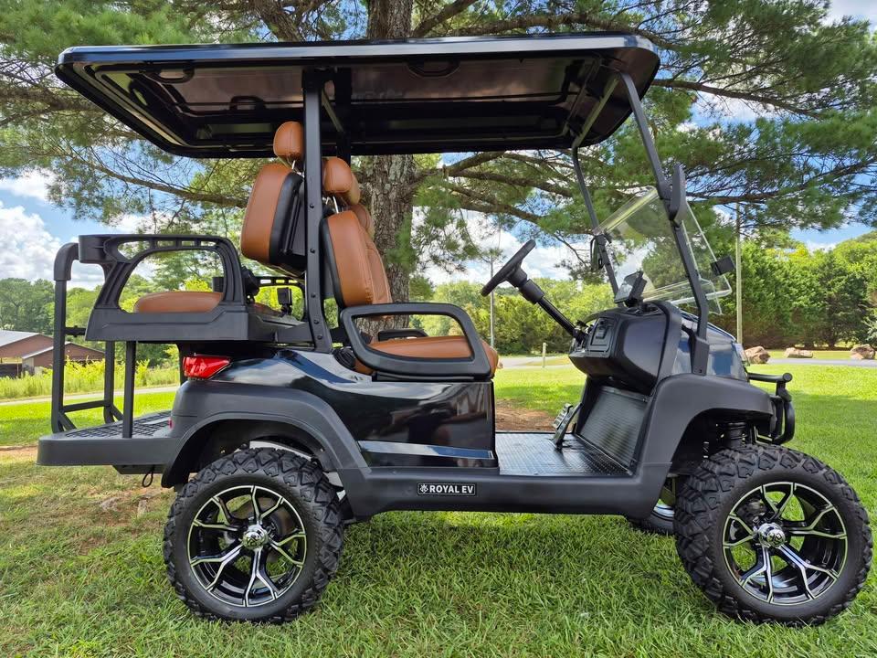 Just in Beautiful Black Royal EV Crown 4 Seater Lifted w/ upgraded diamond stitched Saddle Seats gallery image 2